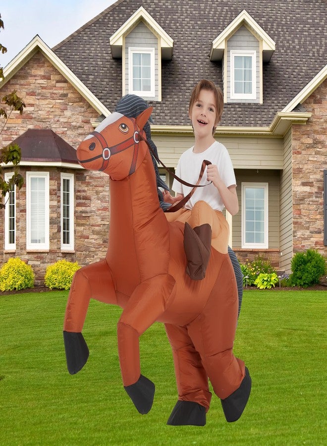 One Casa Inflatable Costumes for Kids,Blow Up Horse Suit,Ride On Halloween Costumes for Boys Girls (7-10YRS) - Image 2